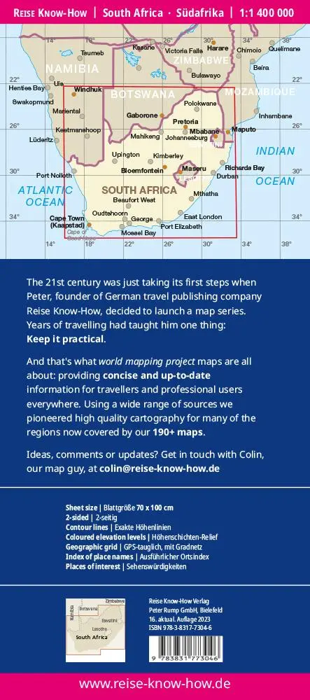 Rückseite: 9783831773046 | Reise Know-How Landkarte Südafrika (1:1.400.000) | GmbH | (Land-)Karte