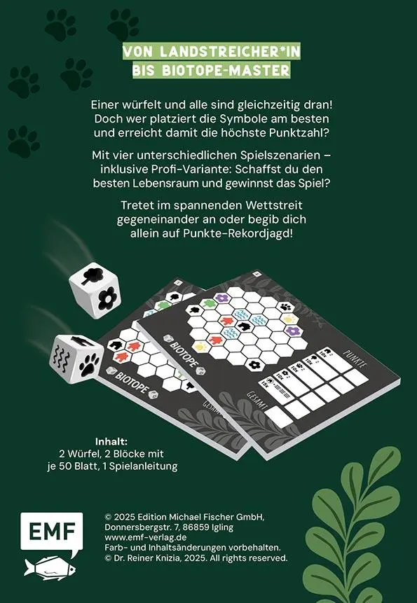Rückseite: 4260478343146 | Würfelspiel: Biotope - Wer schafft den besten Lebensraum? | Knizia