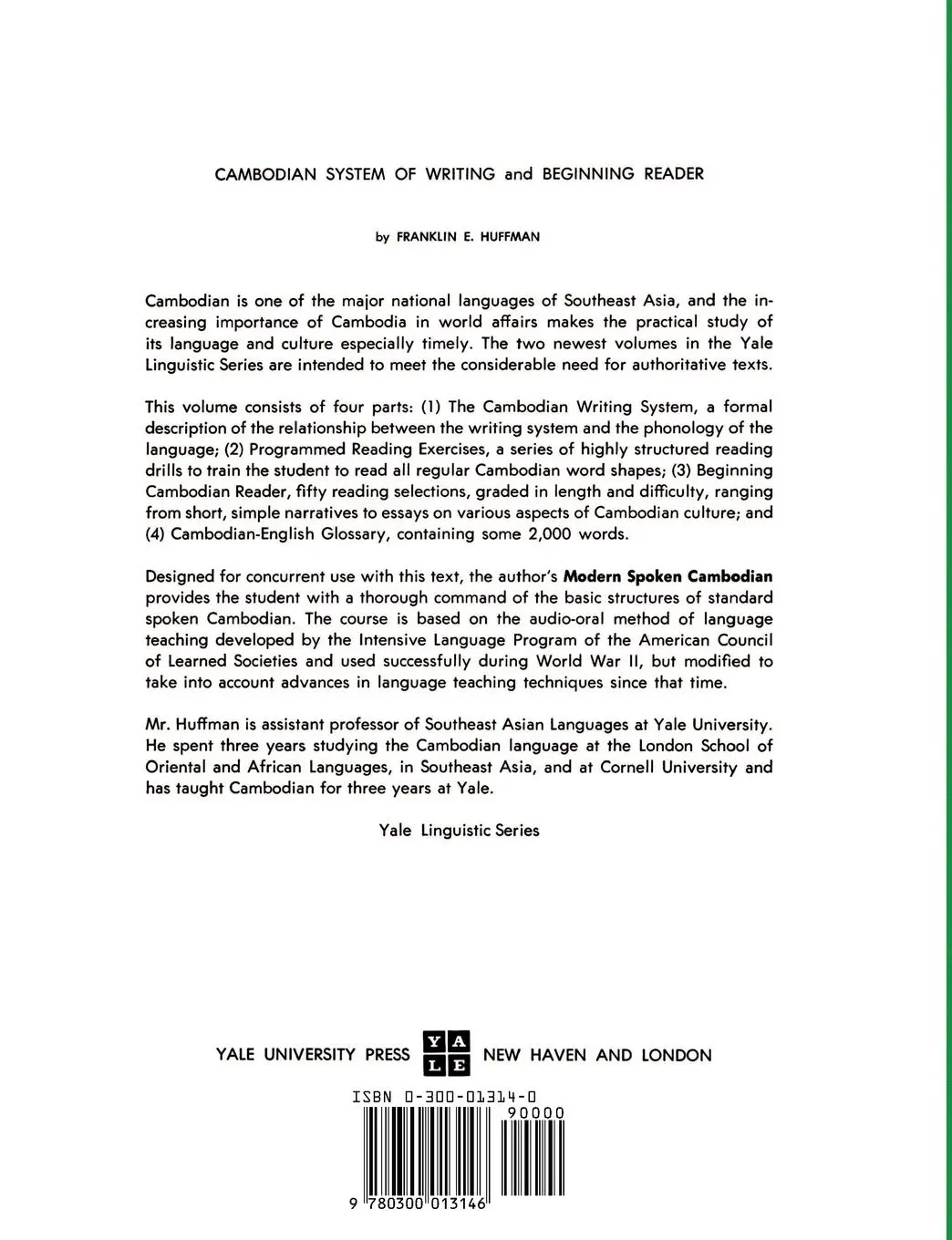 Rückseite: 9780300013146 | Cambodian System of Writing and Beginning Reader with Drills and...