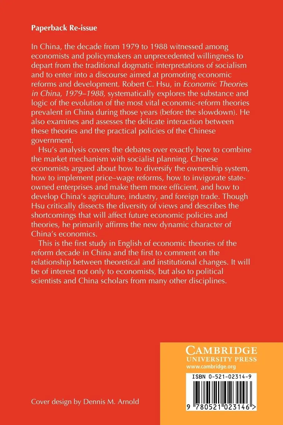 Rückseite: 9780521023146 | Economic Theories in China, 1979 1988 | Robert C. Hsu | Taschenbuch
