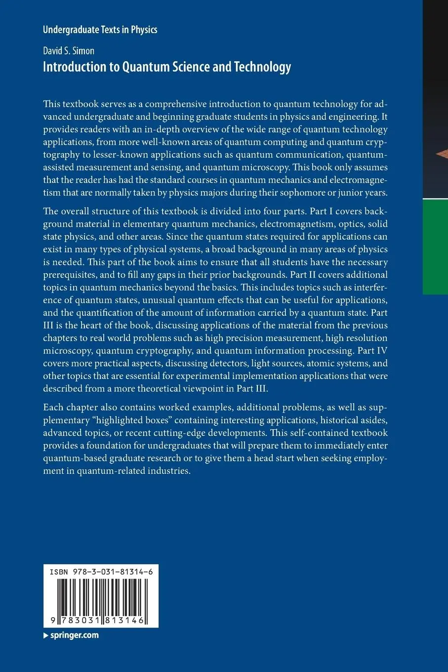 Rückseite: 9783031813146 | Introduction to Quantum Science and Technology | David S. Simon | Buch