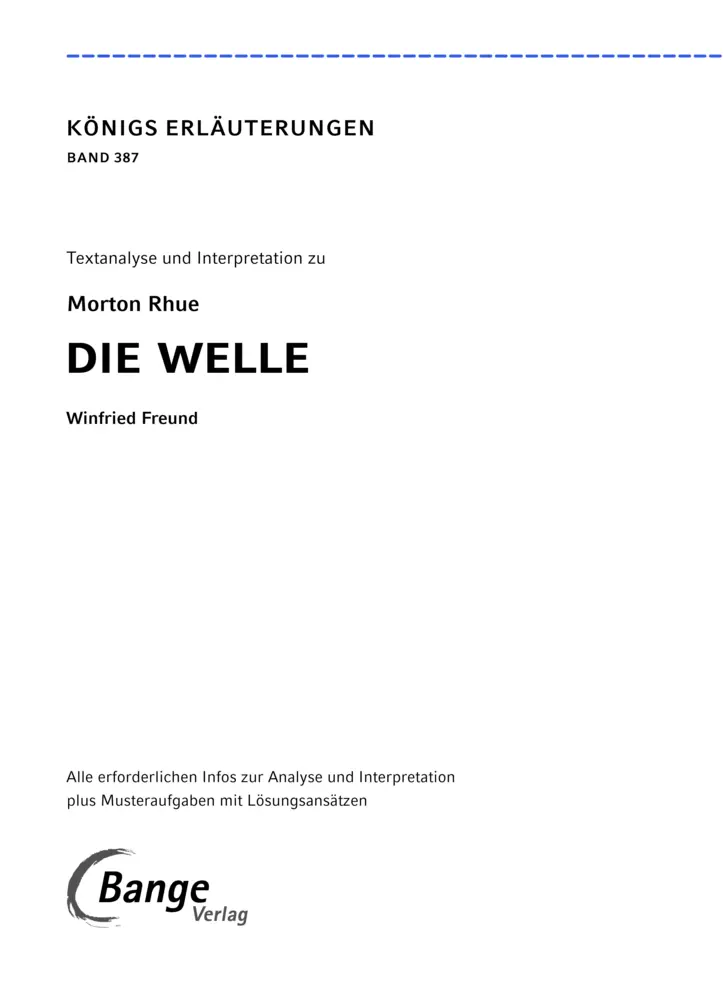 Bild: 9783129303146 | Die Welle von Morton Rhue | Textanalyse und Interpretation | Rhue