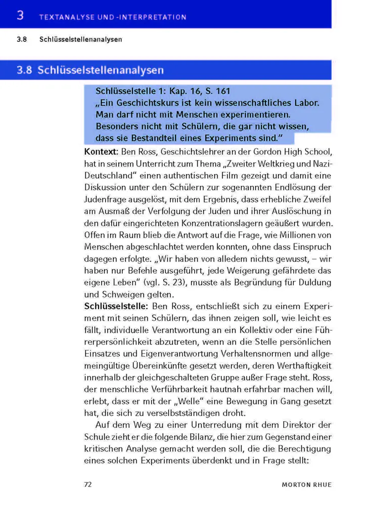Bild: 9783129303146 | Die Welle von Morton Rhue | Textanalyse und Interpretation | Rhue