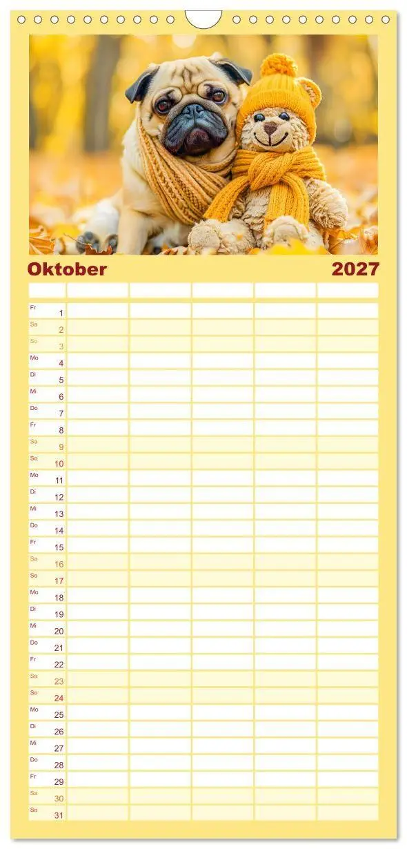 Bild: 9783594303146 | Familienplaner 2027 - Mops-Mania - Der Spaßkalender für Mops-Fans...
