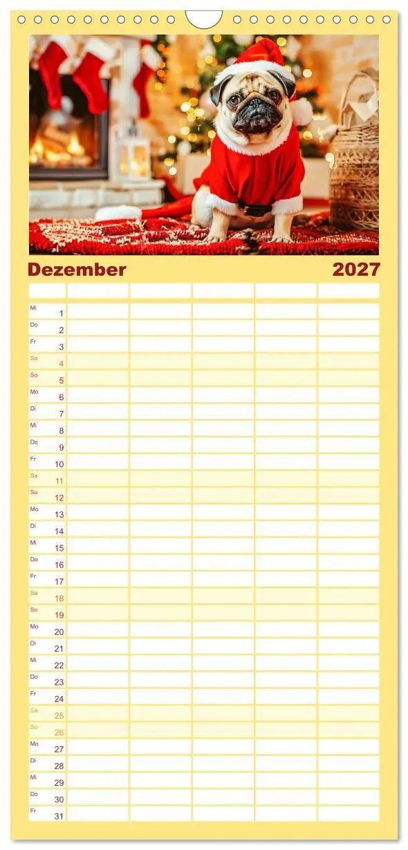 Bild: 9783594303146 | Familienplaner 2027 - Mops-Mania - Der Spaßkalender für Mops-Fans...