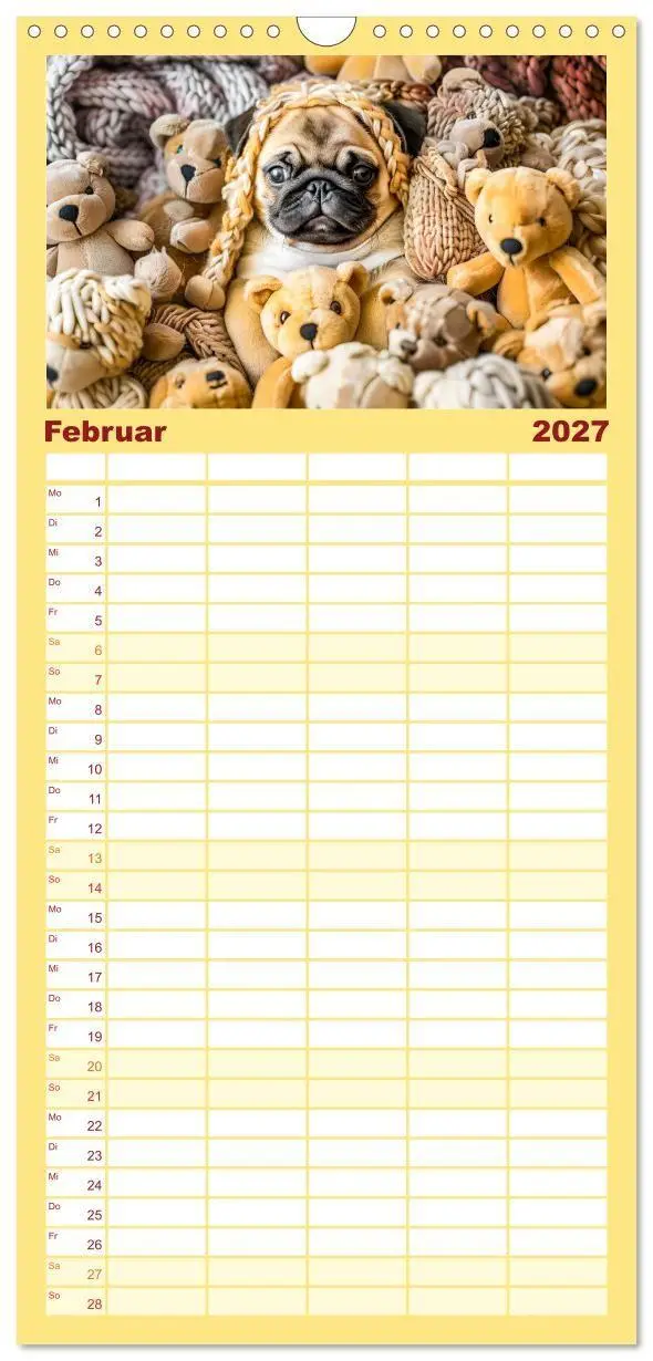 Bild: 9783594303146 | Familienplaner 2027 - Mops-Mania - Der Spaßkalender für Mops-Fans...