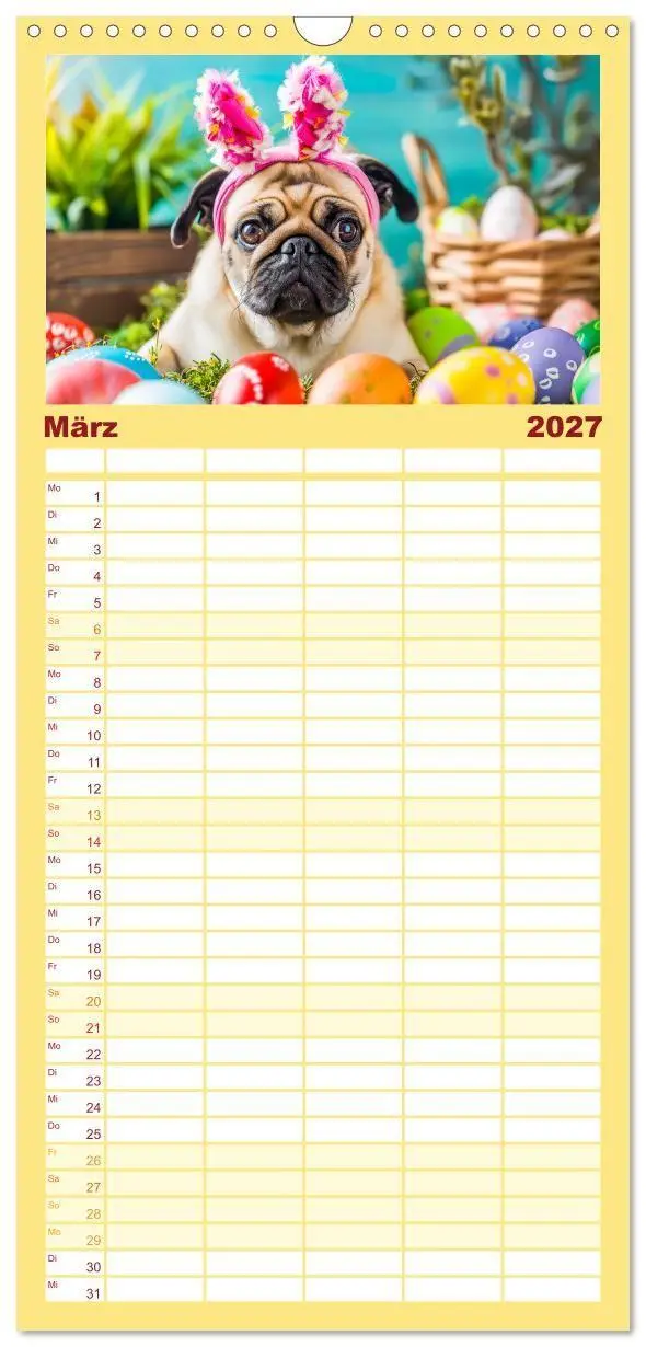 Bild: 9783594303146 | Familienplaner 2027 - Mops-Mania - Der Spaßkalender für Mops-Fans...