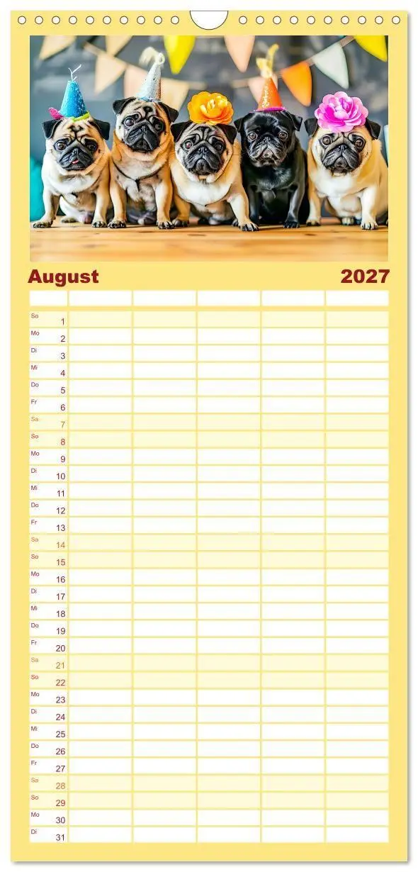 Bild: 9783594303146 | Familienplaner 2027 - Mops-Mania - Der Spaßkalender für Mops-Fans...