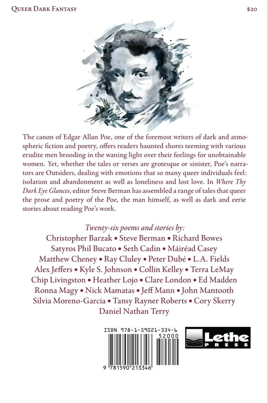 Rückseite: 9781590213346 | Where Thy Dark Eye Glances | Queering Edgar Allan Poe | Taschenbuch