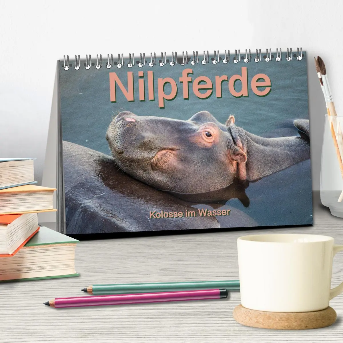Bild: 9783457833346 | Nilpferde, Kolosse im Wasser (Tischkalender 2026 DIN A5 quer),...