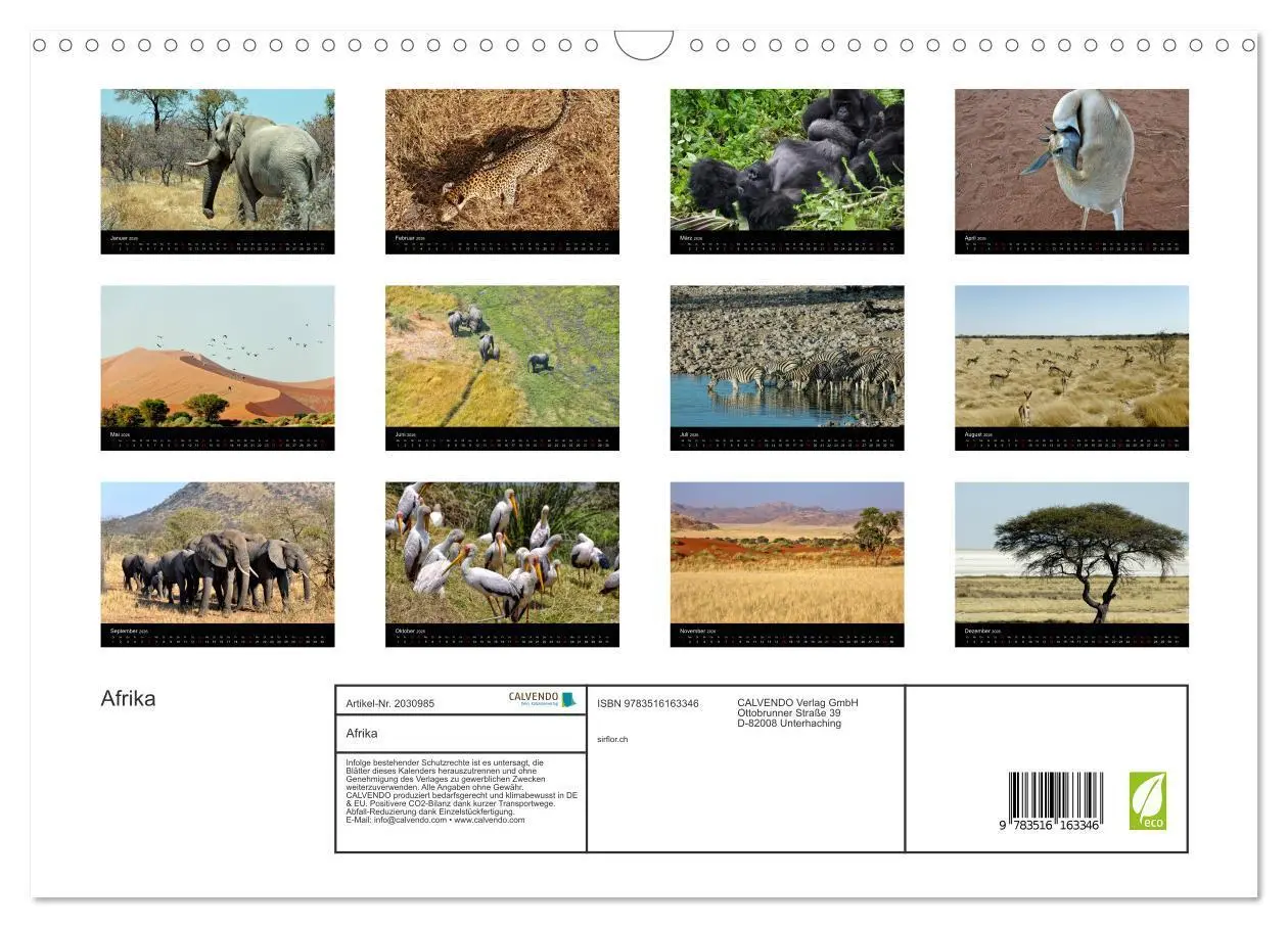 Bild: 9783516163346 | Afrika (Wandkalender 2026 DIN A3 quer), CALVENDO Monatskalender | Ch