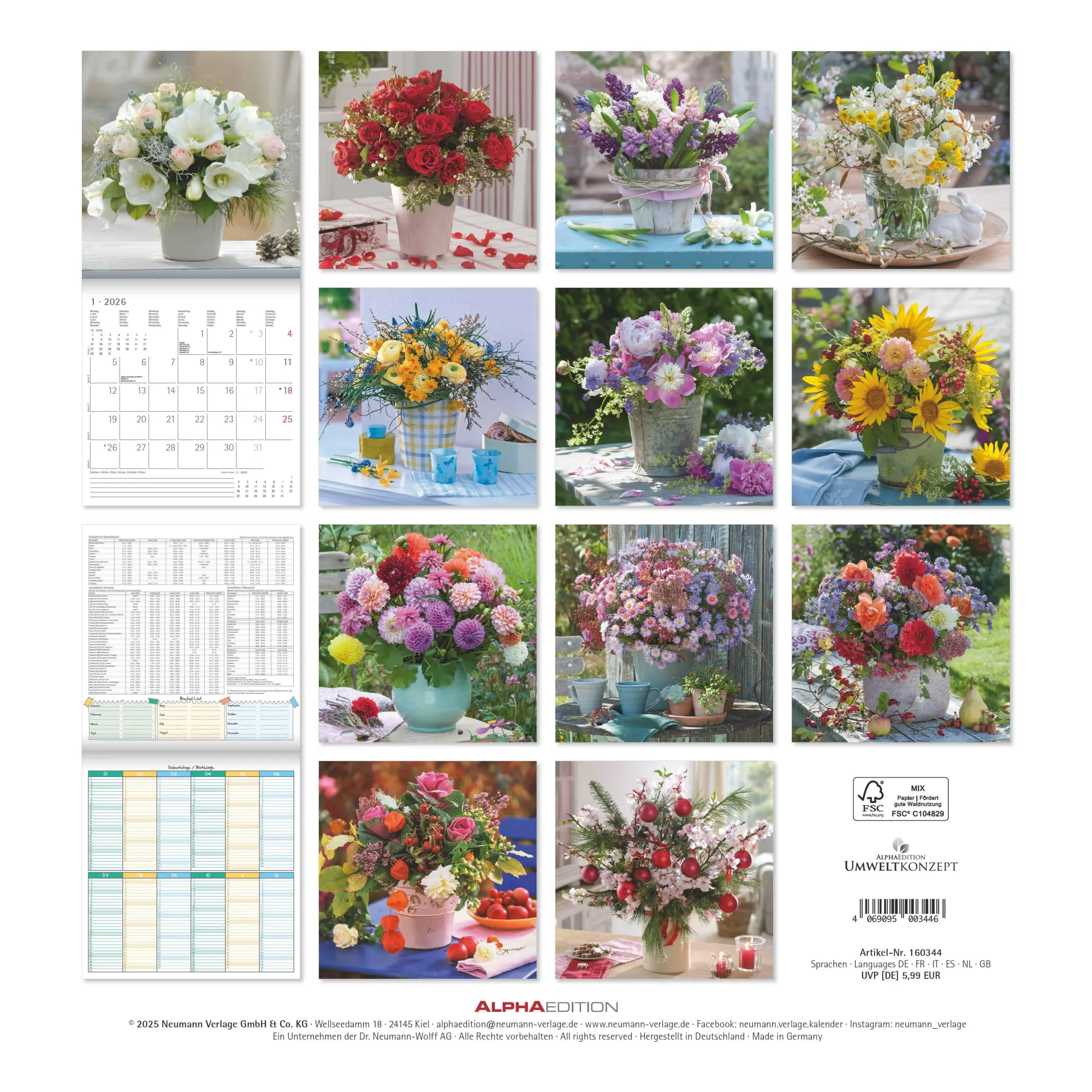 Rückseite: 4069095003446 | Alpha Edition - Blumenträume 2026 Broschürenkalender, 30x30cm,...