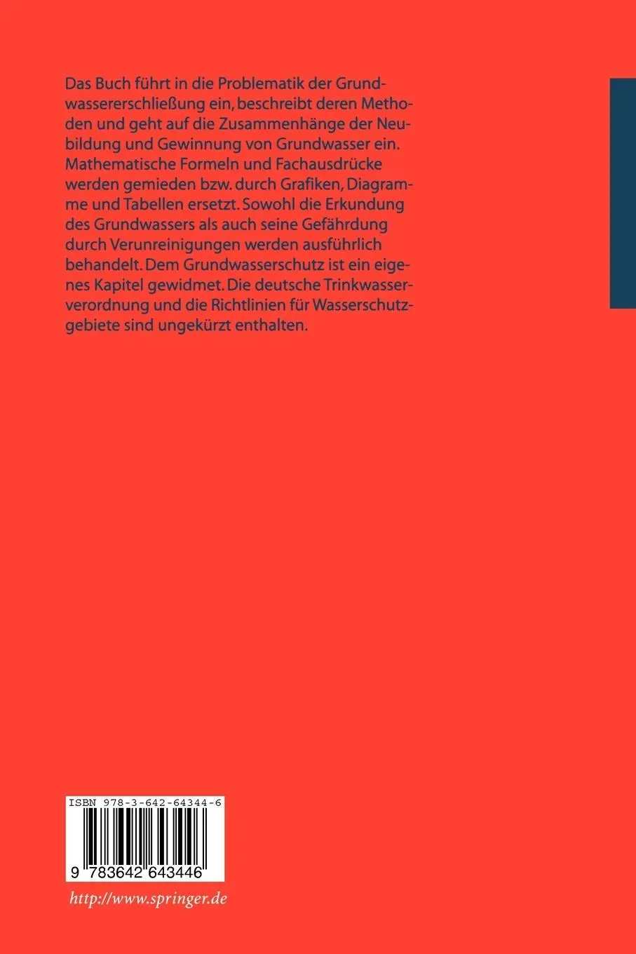 Rückseite: 9783642643446 | Grundwasser | Dieter Vogelsang | Taschenbuch | ix | Deutsch | 2011