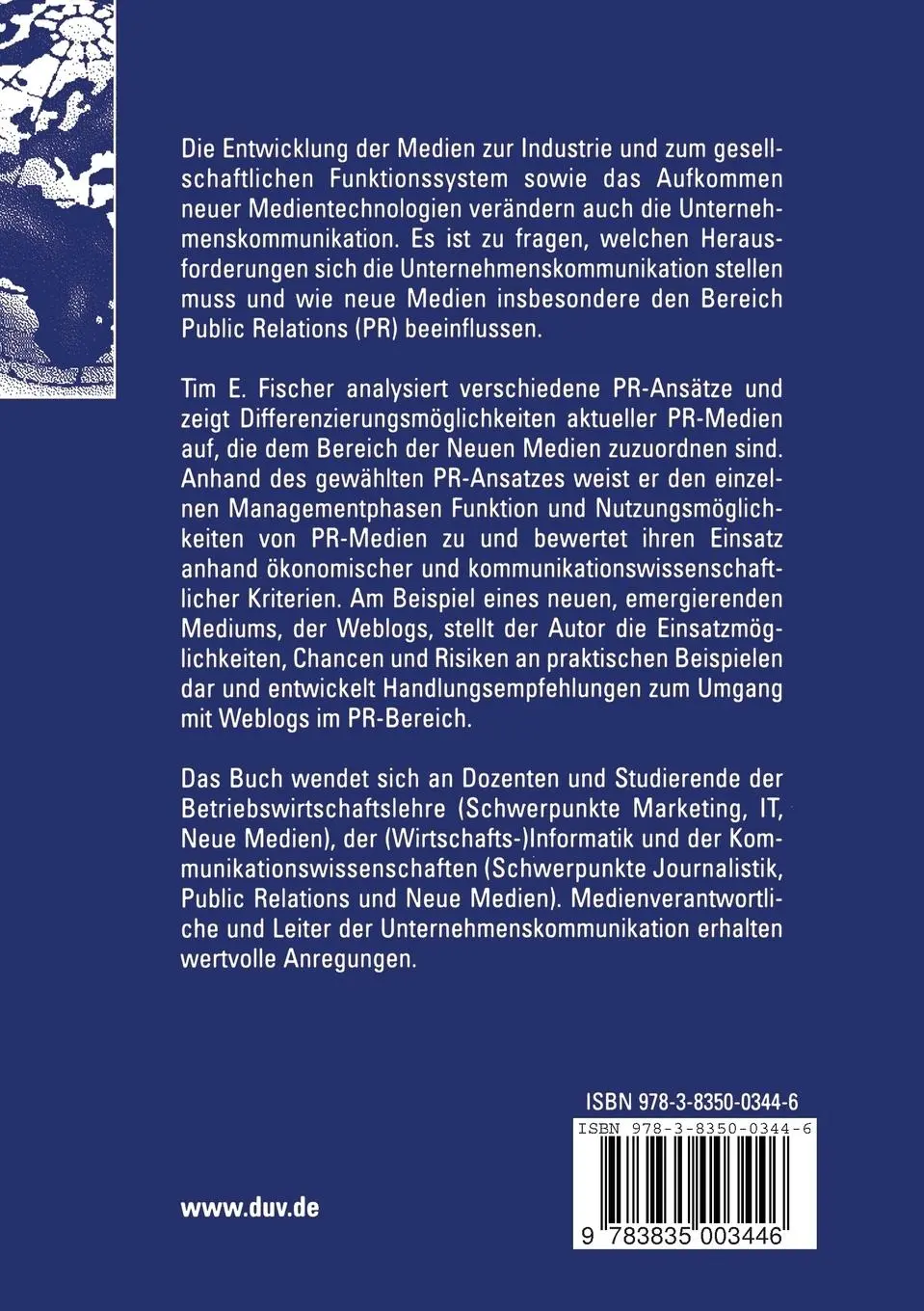 Rückseite: 9783835003446 | Unternehmenskommunikation und Neue Medien | Tim Fischer | Taschenbuch