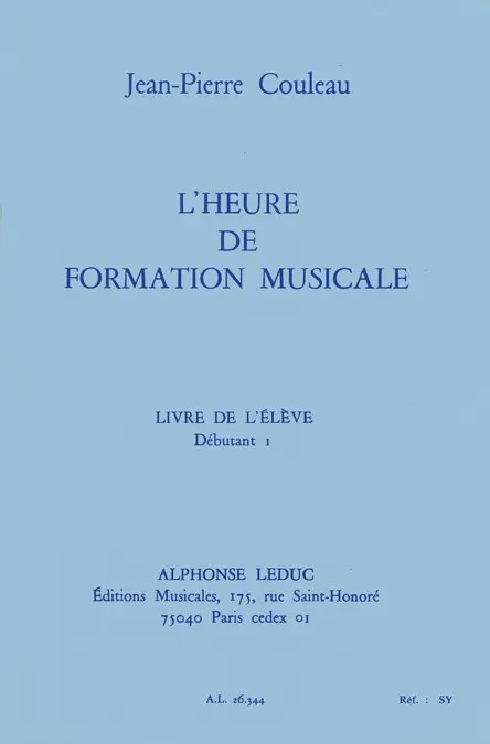 Cover: 9790046263446 | L'Heure de formation musicale livre de l'élève (débutant 1) | Couleau