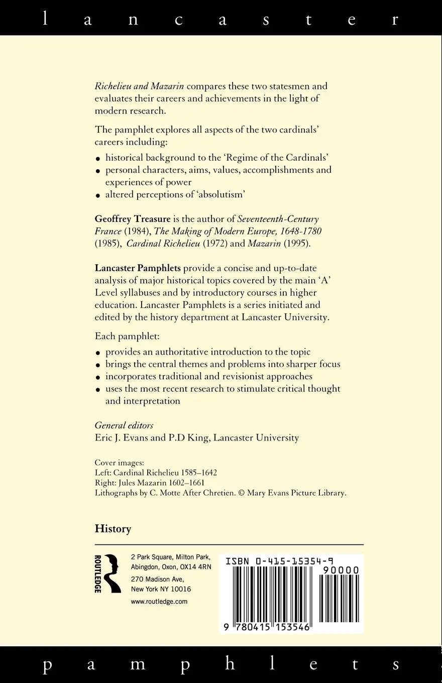 Rückseite: 9780415153546 | Richelieu and Mazarin | Geoffrey Treasure | Taschenbuch | Englisch