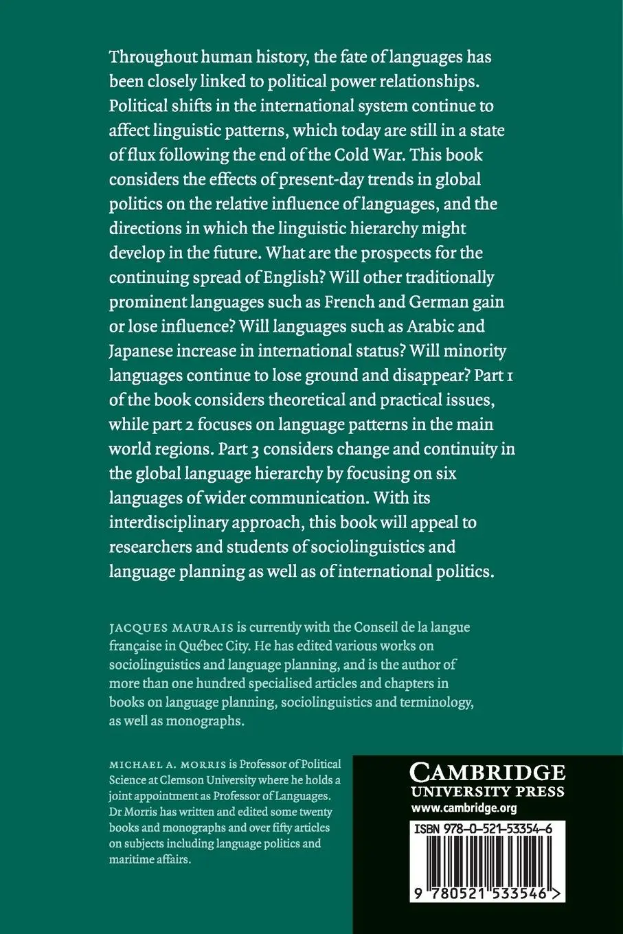 Rückseite: 9780521533546 | Languages in a Globalising World | Jacques Maurais (u. a.) | Buch