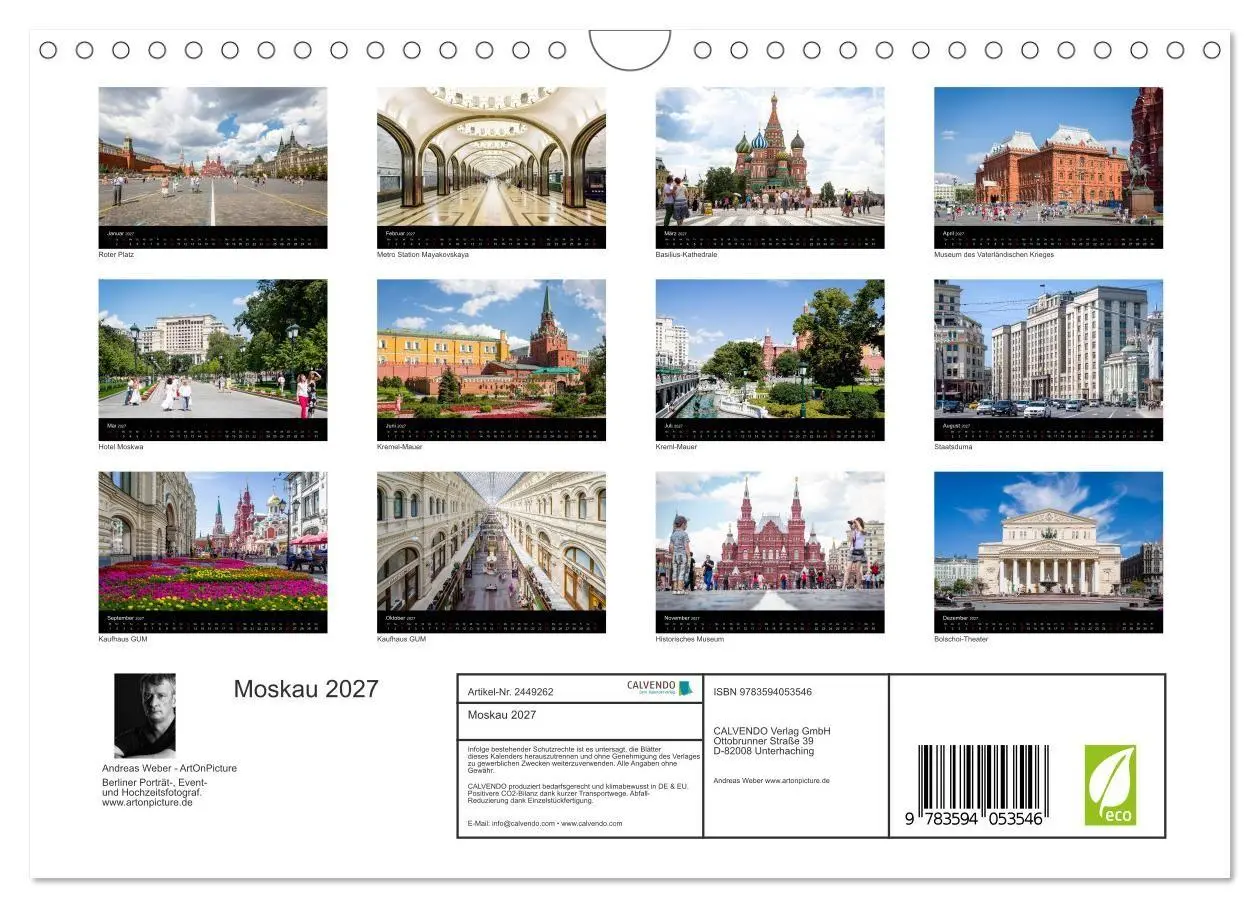 Bild: 9783594053546 | Moskau 2027 (Wandkalender 2027 DIN A4 quer), CALVENDO Monatskalender