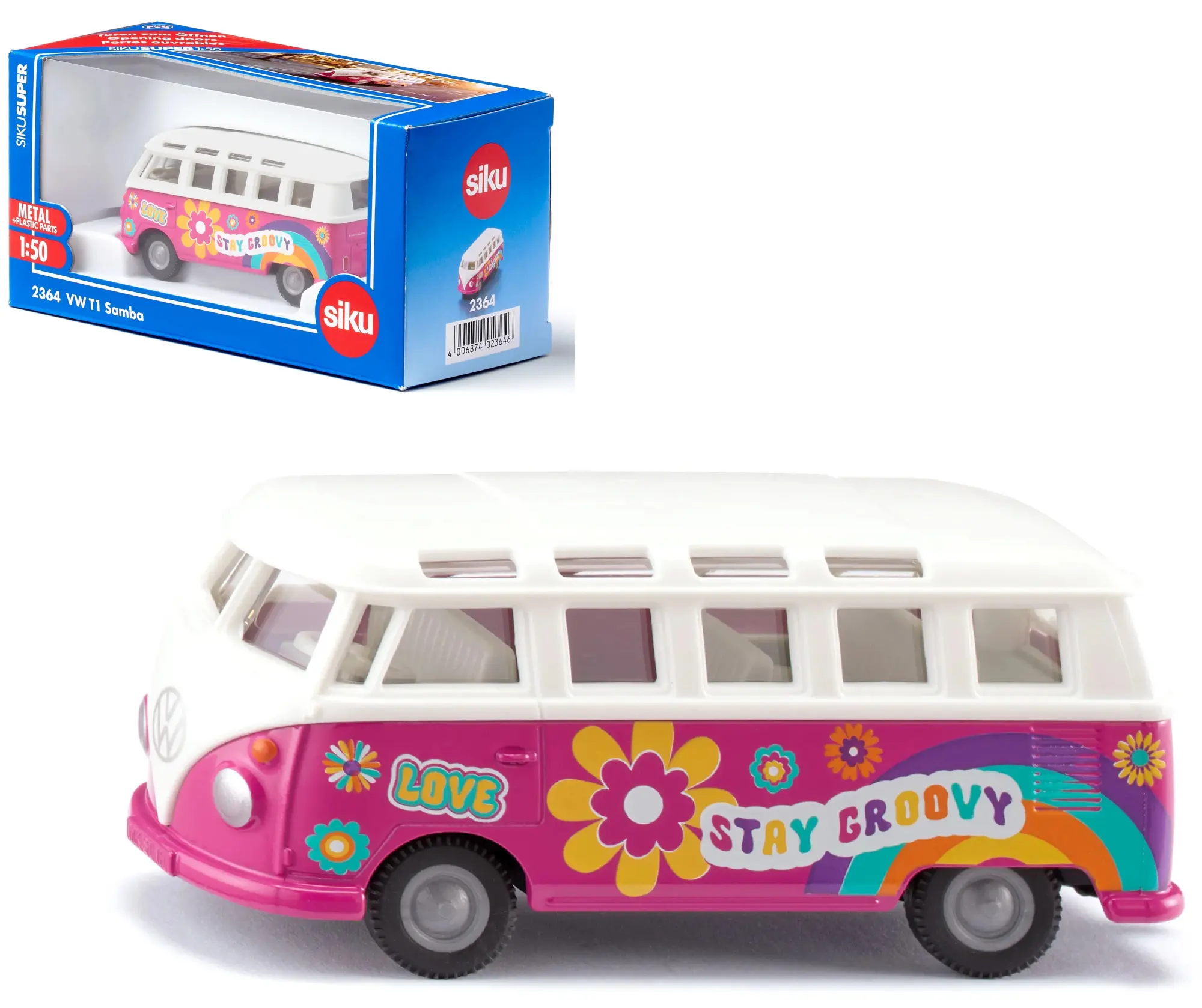 Cover: 4006874023646 | Siku 2364 - VW T1 Samba im Floer-Power-Design, 1:50, 99x42x39mm,...