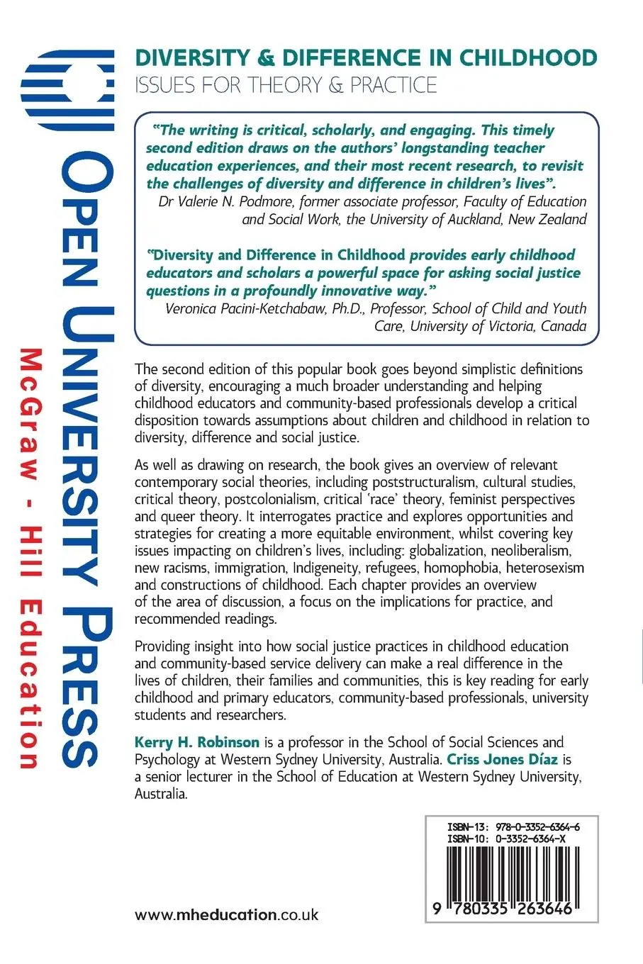 Rückseite: 9780335263646 | Diversity and Difference in Childhood: Issues for Theory and Practice