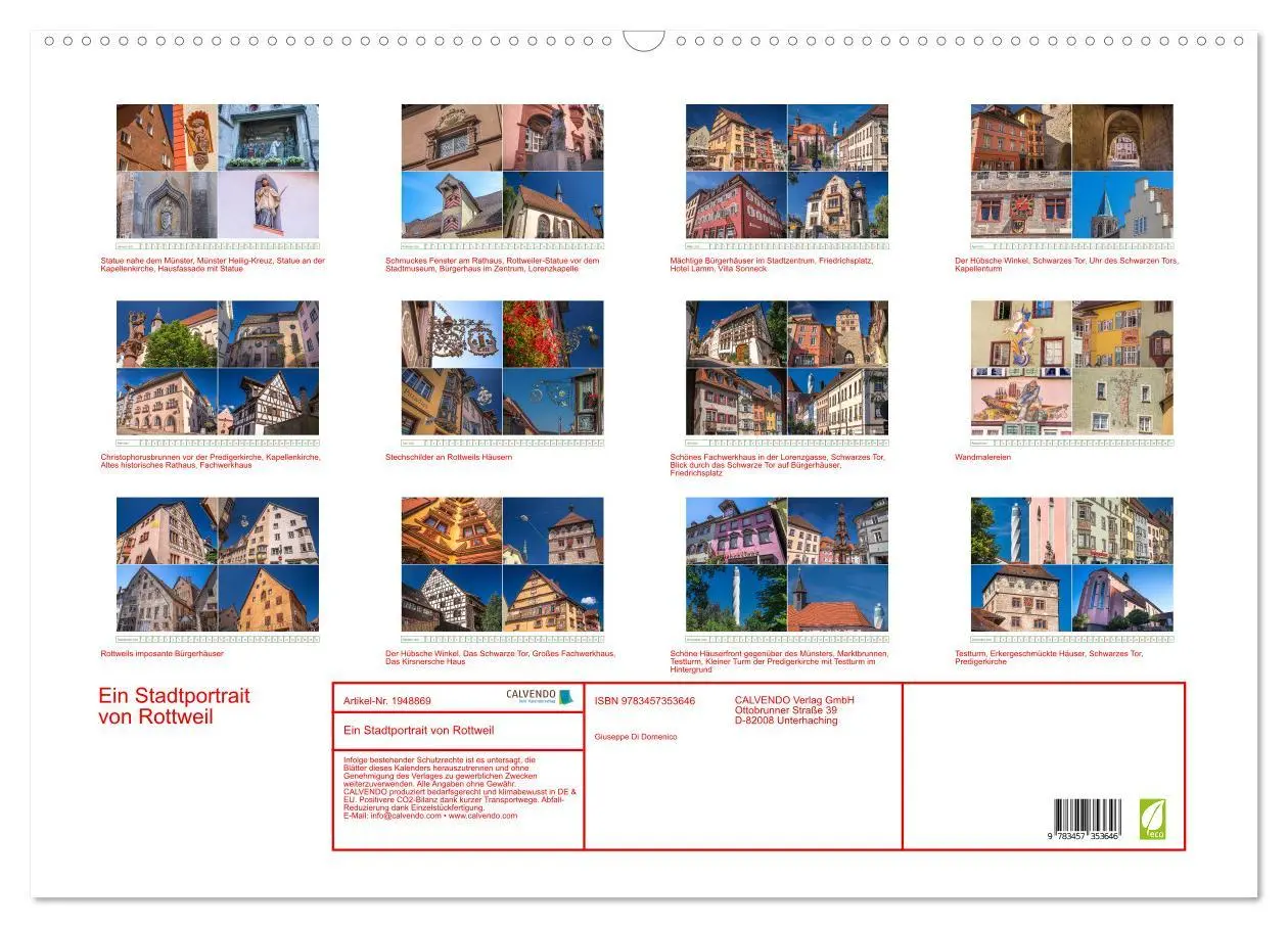 Bild: 9783457353646 | Ein Stadtportrait von Rottweil (Wandkalender 2026 DIN A2 quer),...