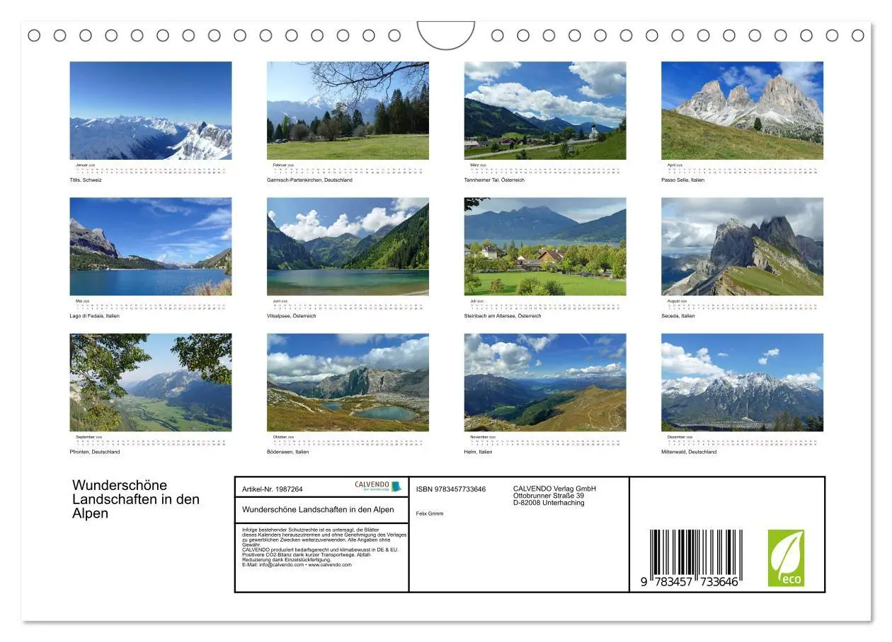 Bild: 9783457733646 | Wunderschöne Landschaften in den Alpen (Wandkalender 2026 DIN A4...