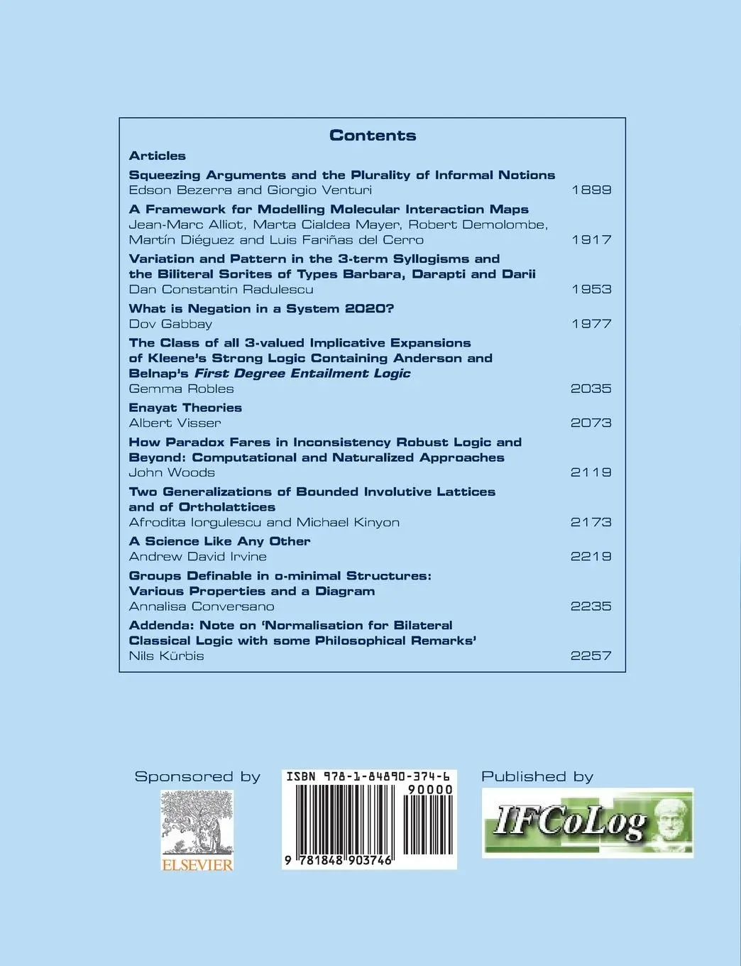Rückseite: 9781848903746 | Journal of Applied Logics - IfCoLog Journal of Logics and their...