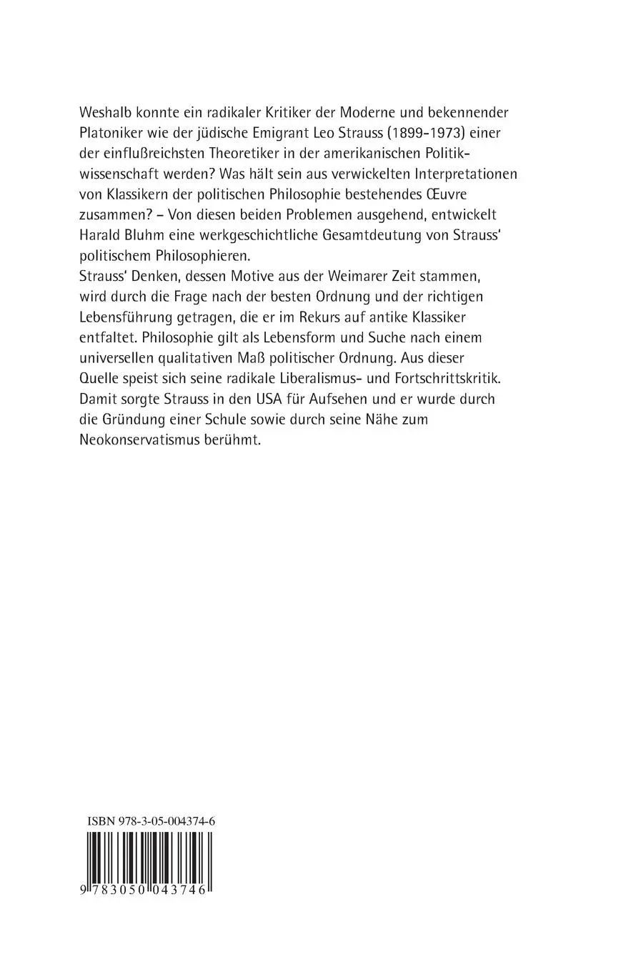 Rückseite: 9783050043746 | Die Ordnung der Ordnung | Harald Bluhm | Buch | 370 S. | Deutsch