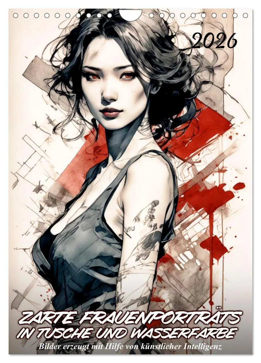 Cover: 9783457273746 | Zarte Frauenporträts in Tusche und Wasserfarbe (Wandkalender 2026...