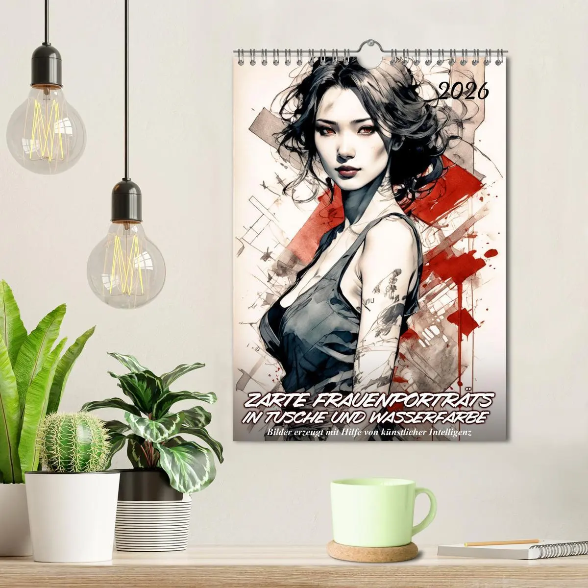 Bild: 9783457273746 | Zarte Frauenporträts in Tusche und Wasserfarbe (Wandkalender 2026...
