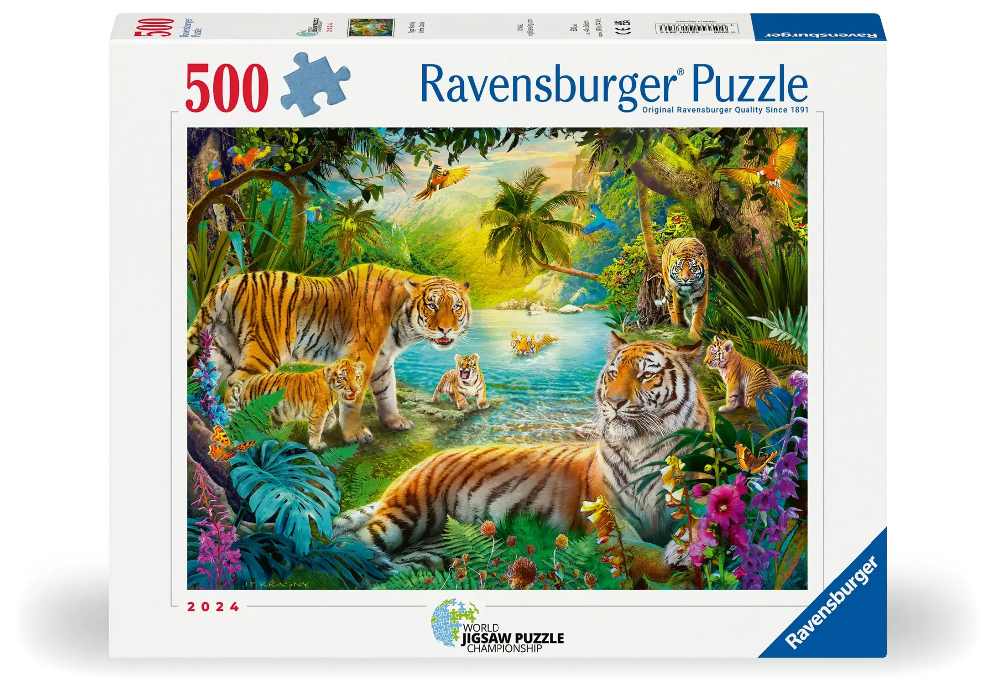 Cover: 4005555013846 | Erwachsenenpuzzle 500 Teile - Tigerfamilie in der Oase | Spiel | 2025