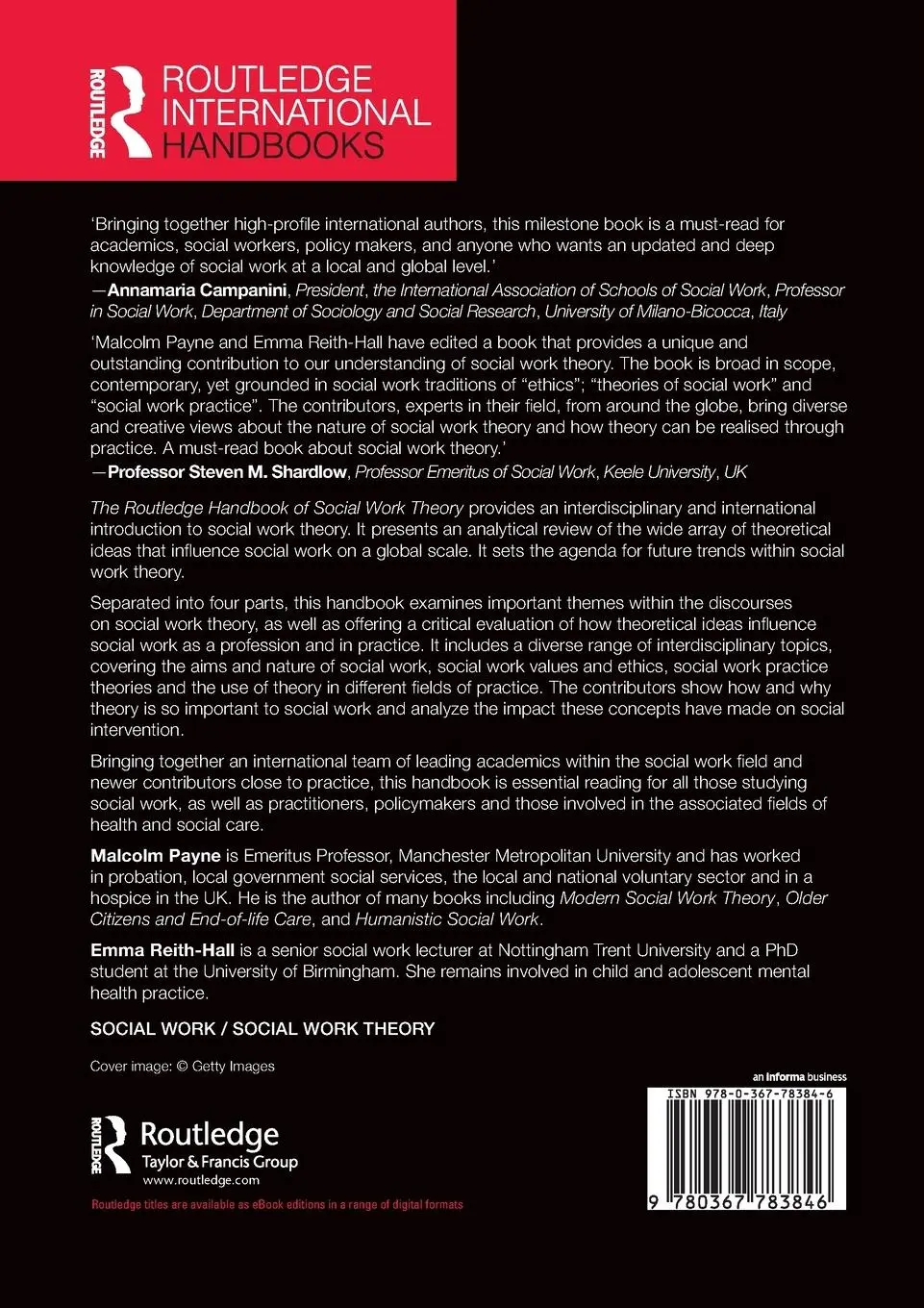 Rückseite: 9780367783846 | The Routledge Handbook of Social Work Theory | Malcolm Payne (u. a.)