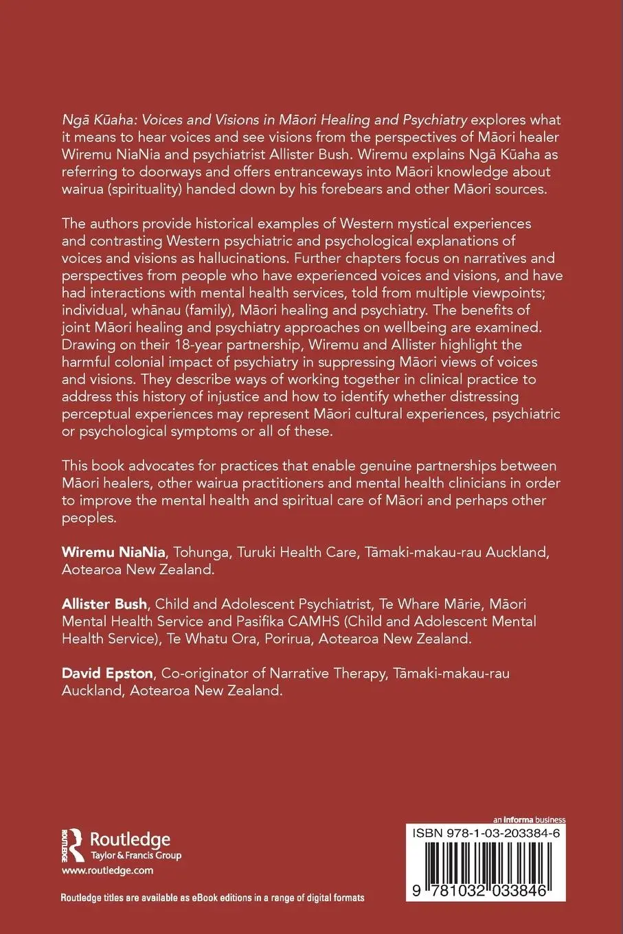 Rückseite: 9781032033846 | Ng¿ K¿aha | Voices and Visions in M¿ori Healing and Psychiatry | Buch