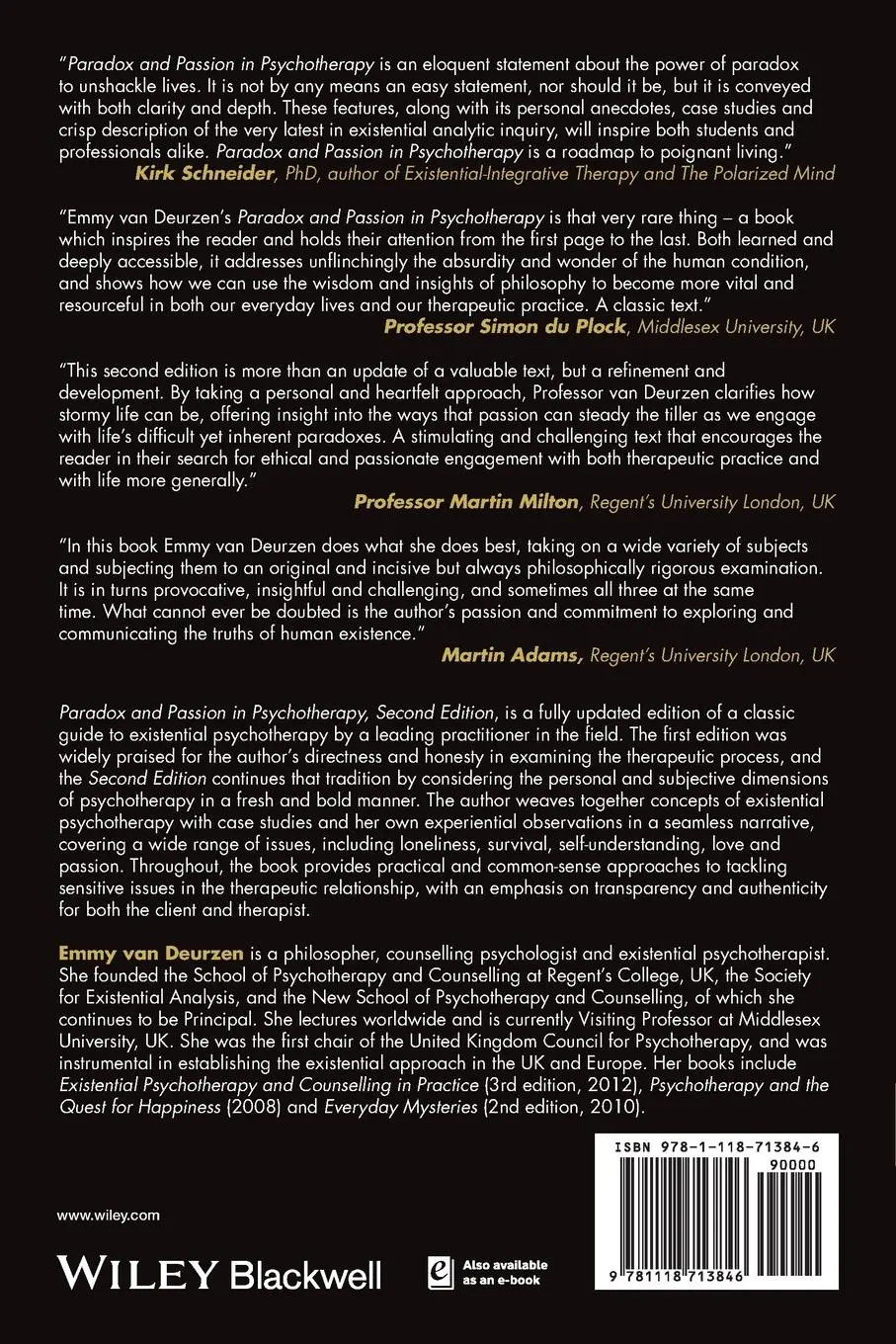 Rückseite: 9781118713846 | Paradox and Passion in Psychotherapy | An Existential Approach | Buch