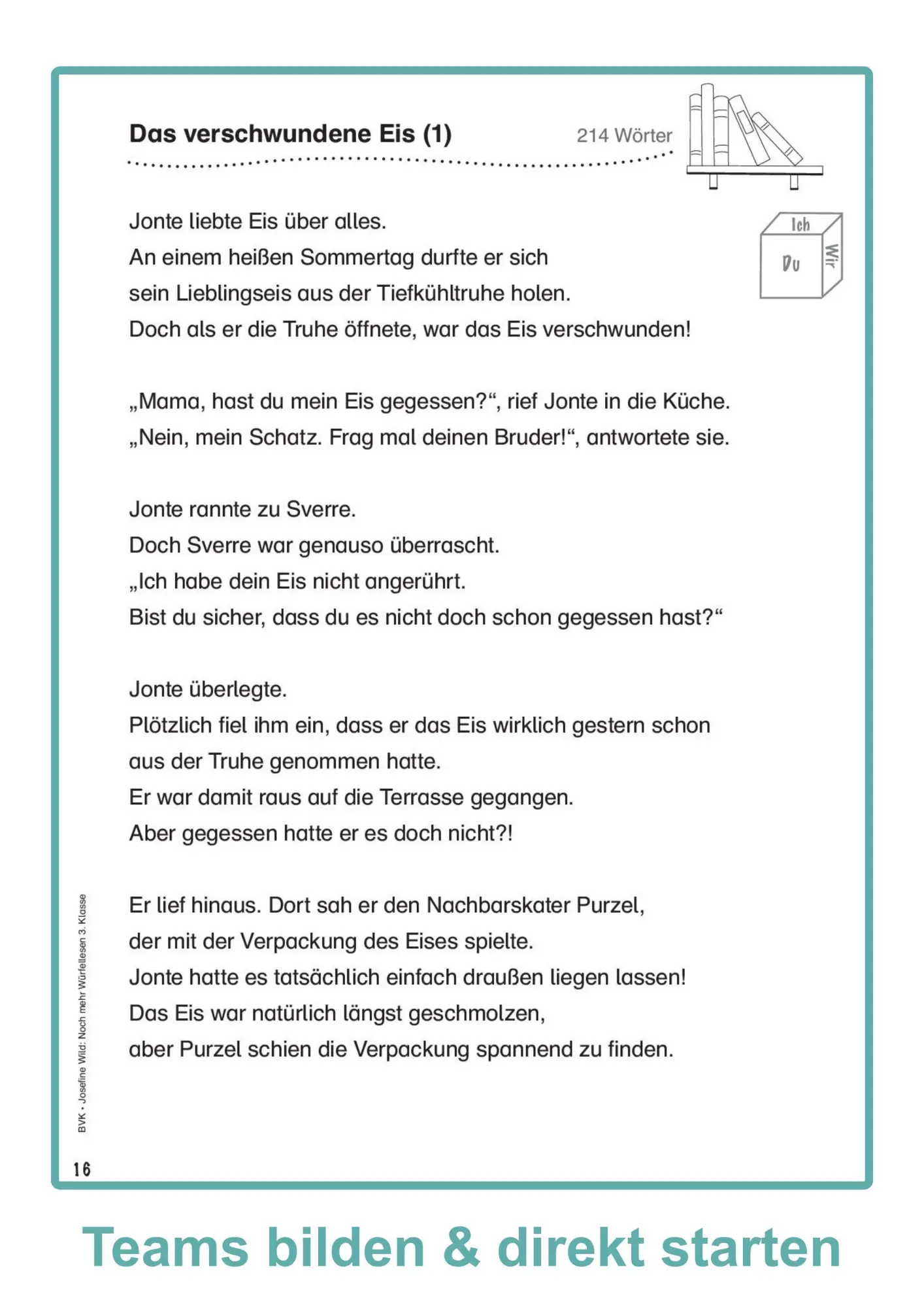 Bild: 9783965203846 | Noch mehr Würfellesen 3. Klasse | Josefine Wild | Broschüre | Lesezeit