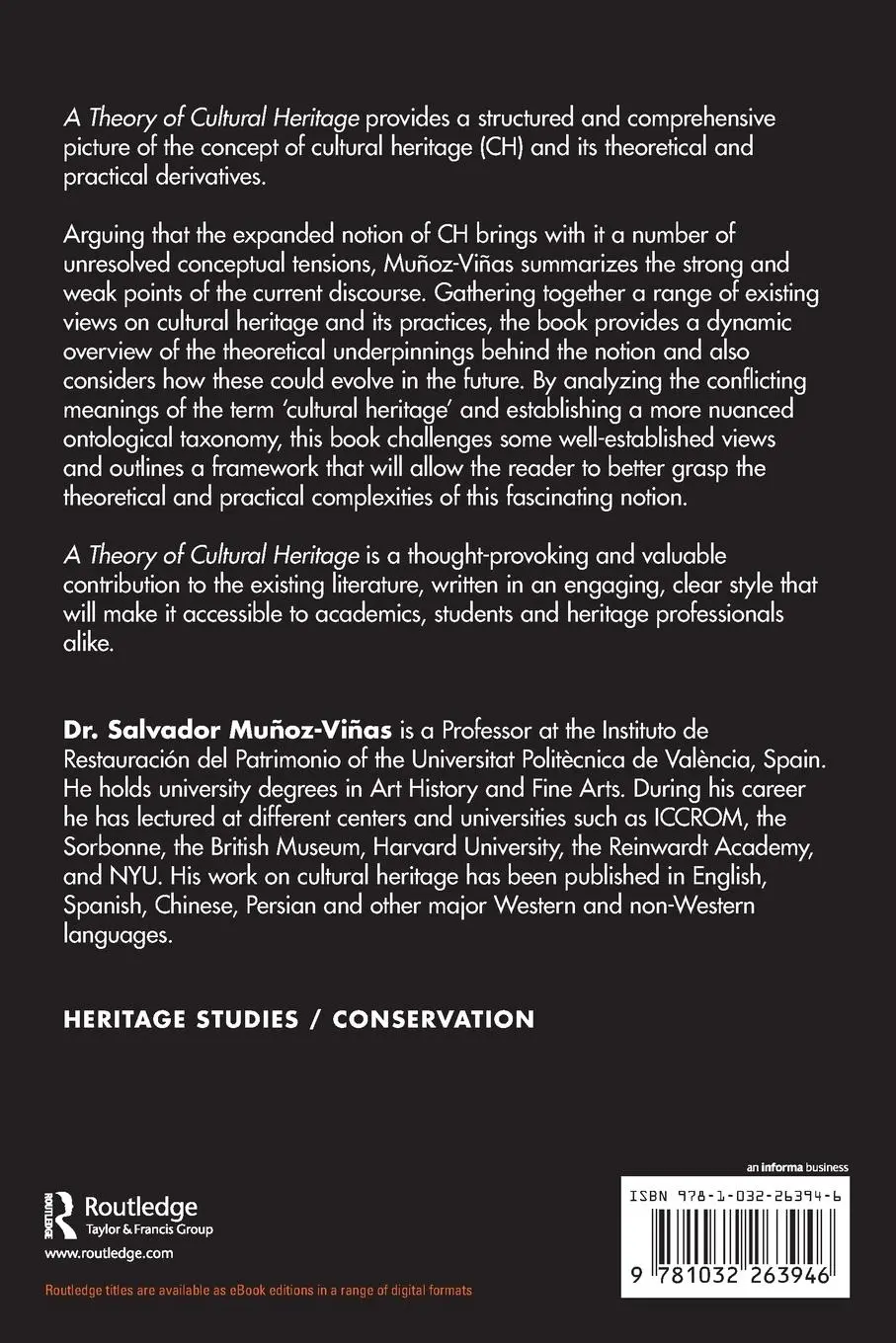 Rückseite: 9781032263946 | A Theory of Cultural Heritage | Beyond The Intangible | Munoz-Vinas