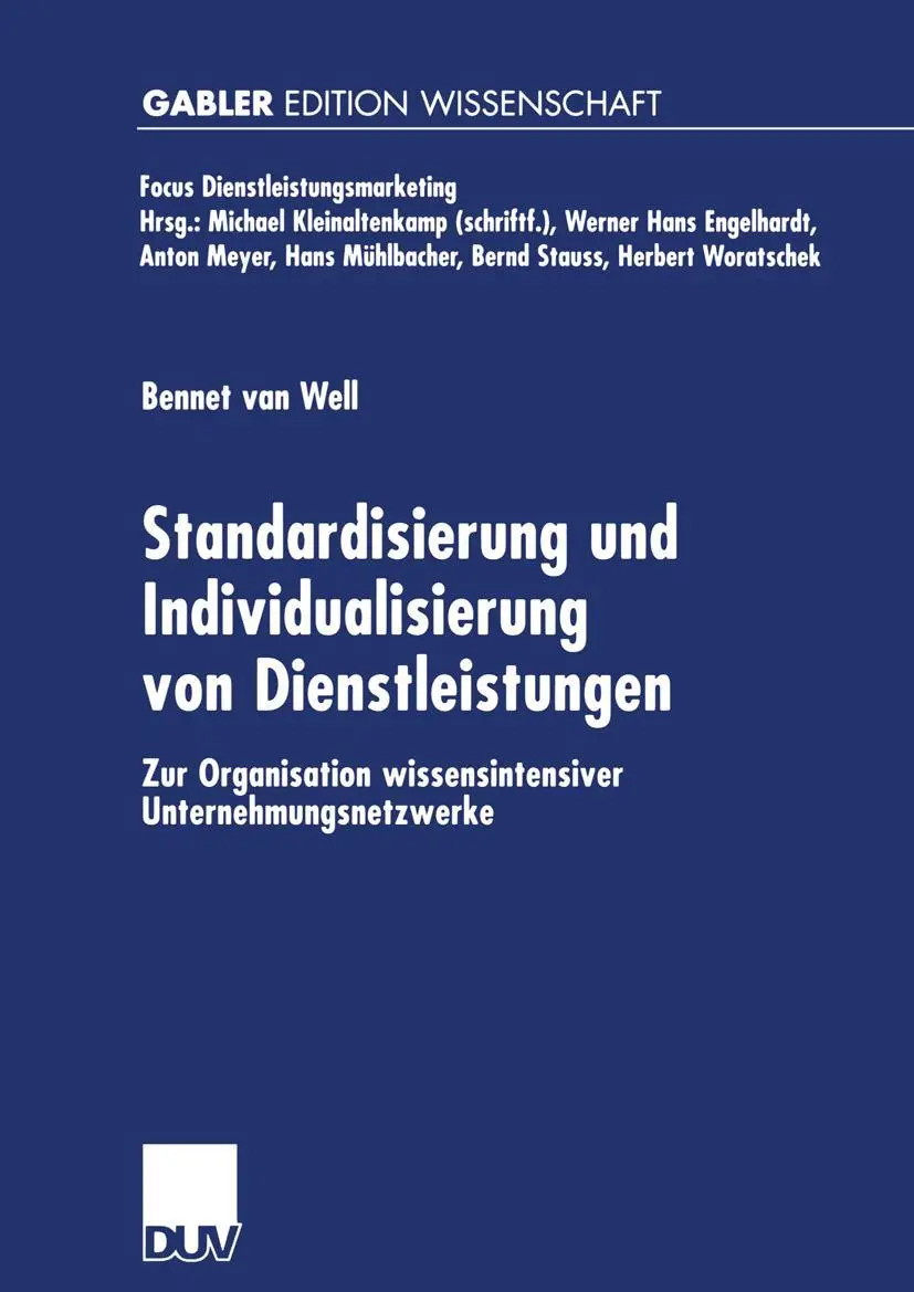 Cover: 9783824473946 | Standardisierung und Individualisierung von Dienstleistungen | Well