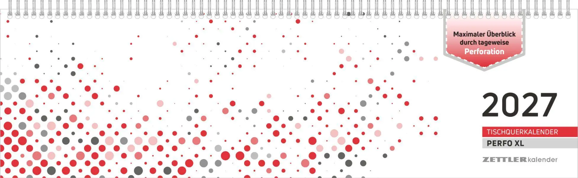 Cover: 4069095014046 | Tischquerkalender 1W/2S PERFO XL rot 2027 | KG | Kalender | 112 S.