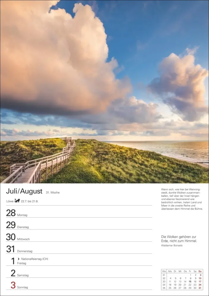 Bild: 9783840034046 | Sylt Wochenplaner 2025 - 53 Blatt mit Zitaten und Wochenchronik | 2025