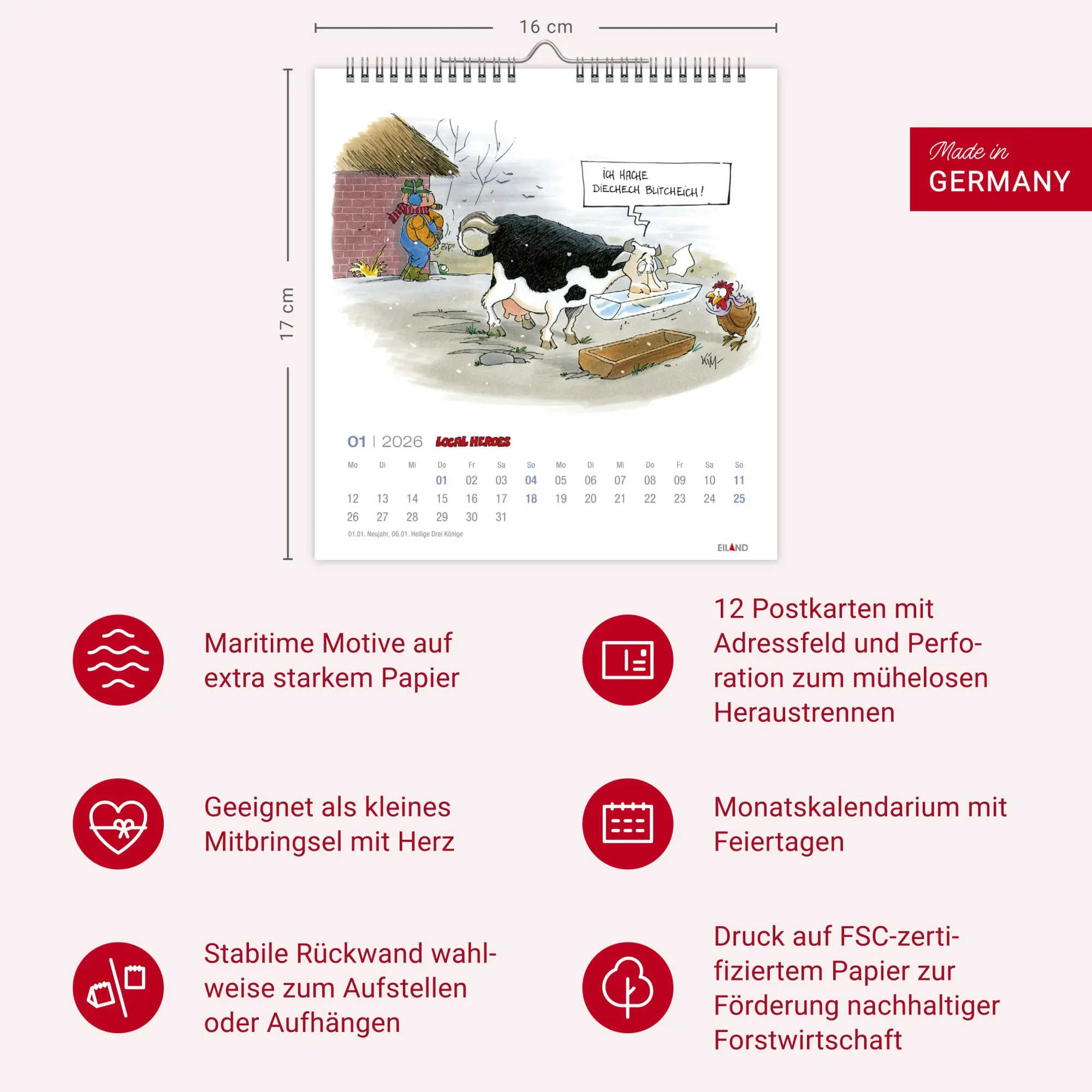 Bild: 9783964024046 | Local Heroes Postkartenkalender 2026 - Vom Leben hinter´m Deich | 2026