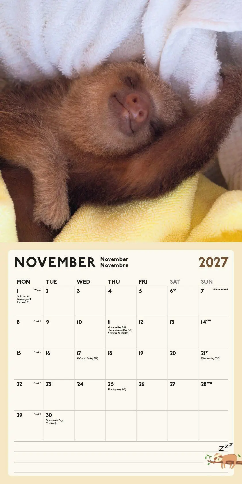 Bild: 9798893614046 | Faultier Kalender 2027 | Blaustein | Kalender | 28 S. | Deutsch | 2027