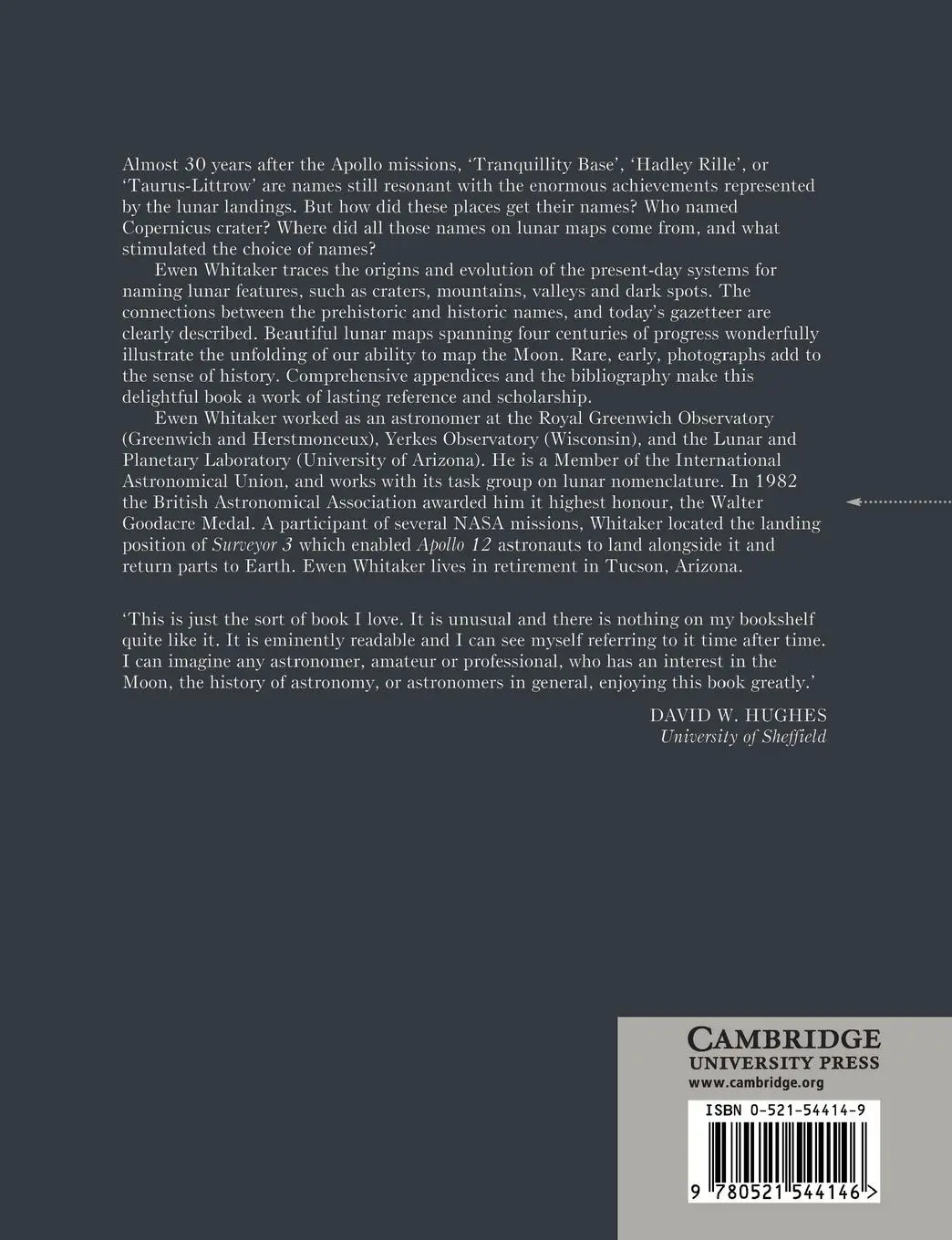 Rückseite: 9780521544146 | Mapping and Naming the Moon | Ewen A. Whitaker (u. a.) | Taschenbuch