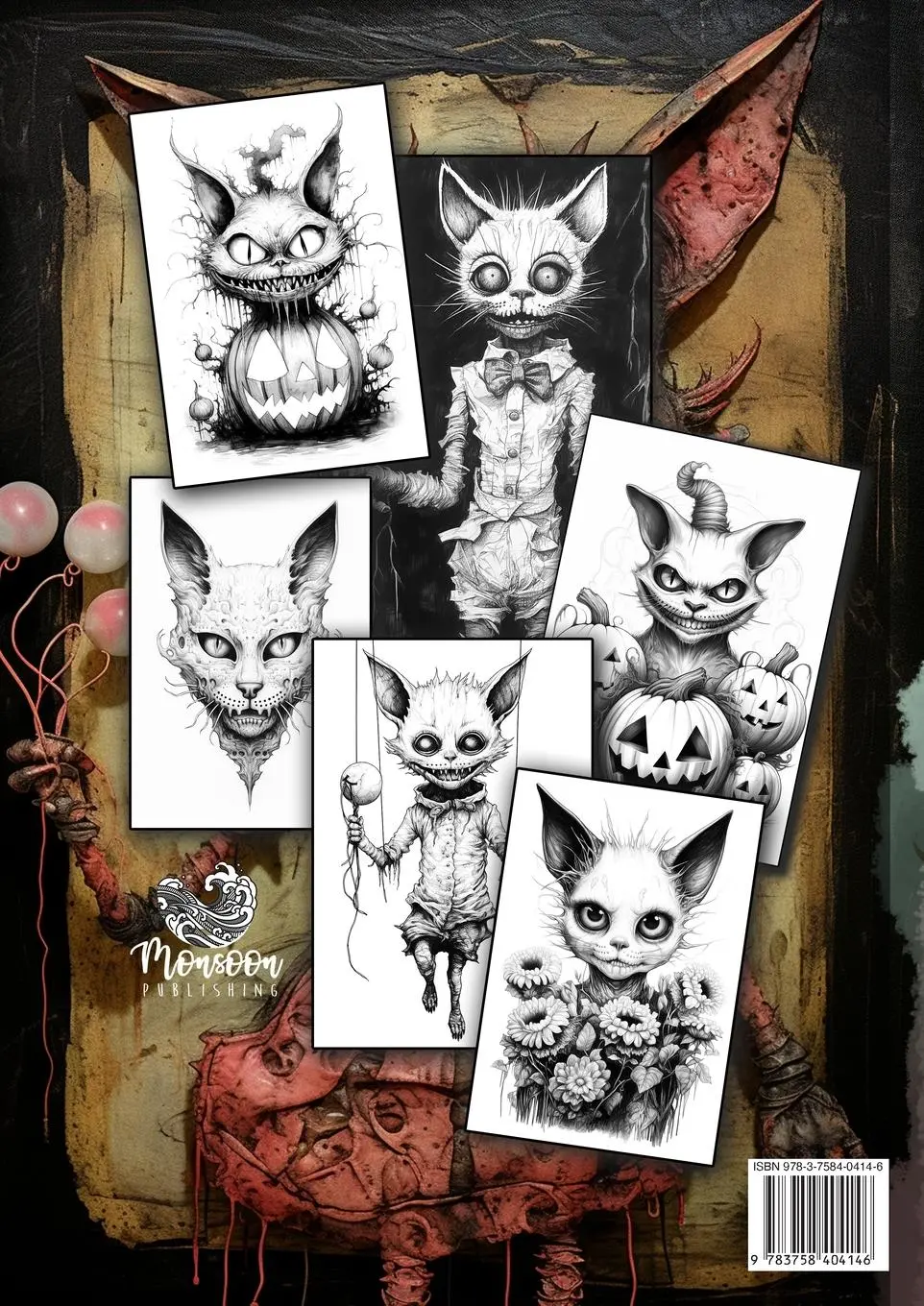 Rückseite: 9783758404146 | Halloween Horror Cats Coloring Book for Adults | Monsoon Publishing