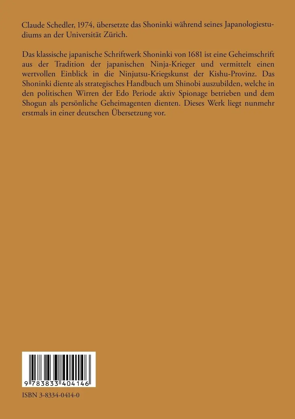 Rückseite: 9783833404146 | Shoninki | Historische Geheimschrift der Ninja | Claude Schedler