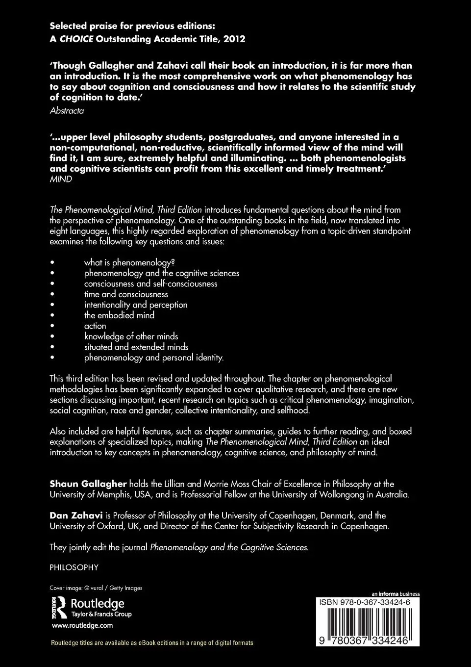Rückseite: 9780367334246 | The Phenomenological Mind | Shaun Gallagher (u. a.) | Taschenbuch