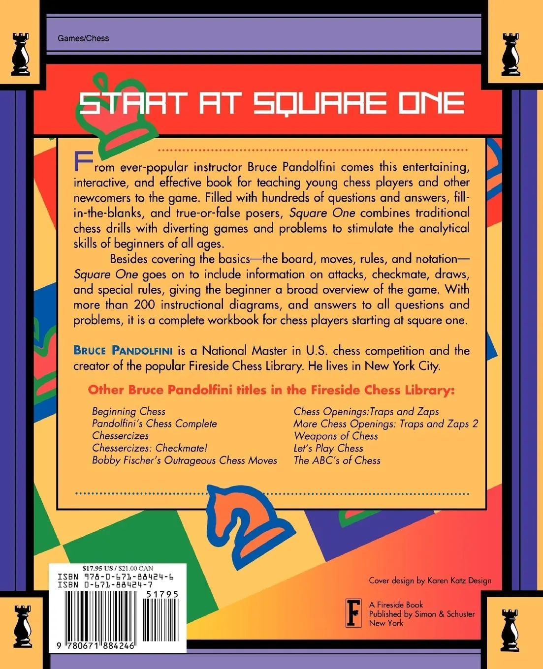 Rückseite: 9780671884246 | Square One | A Chess Drill Book for Beginners | Bruce Pandolfini