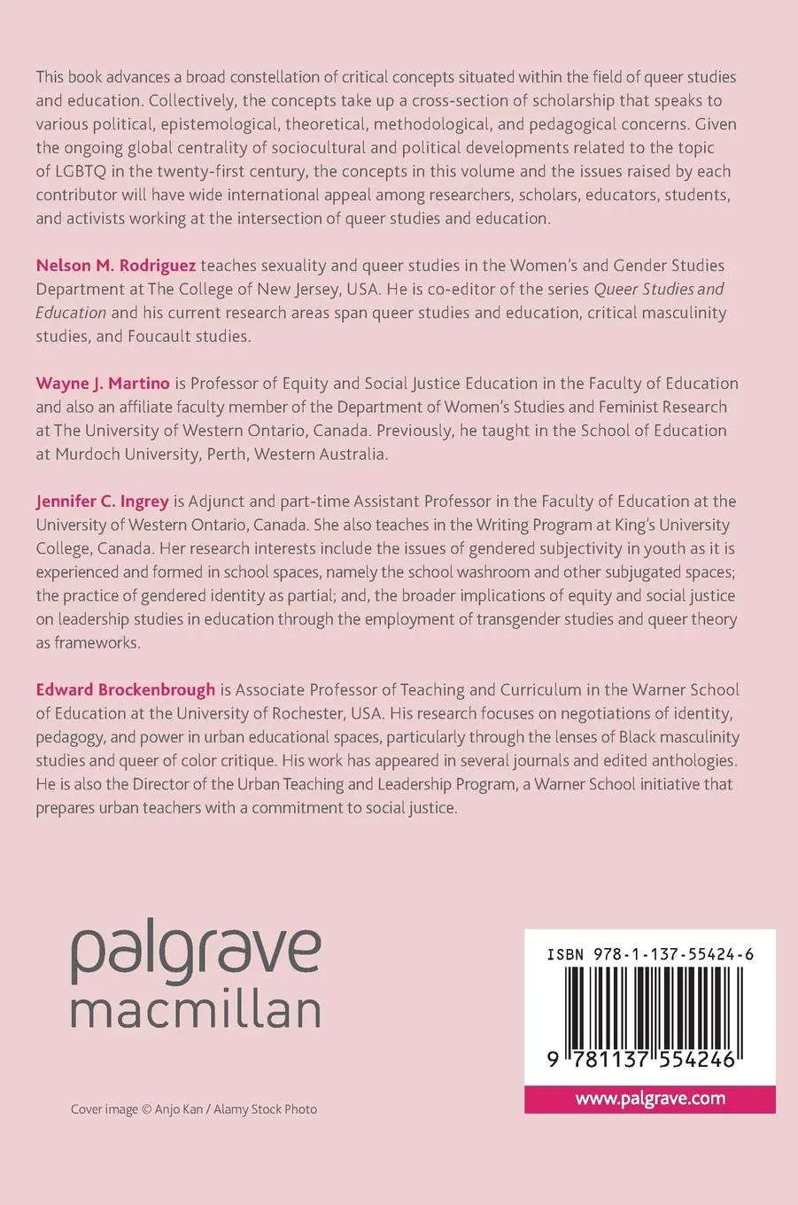 Rückseite: 9781137554246 | Critical Concepts in Queer Studies and Education | Rodriguez (u. a.)