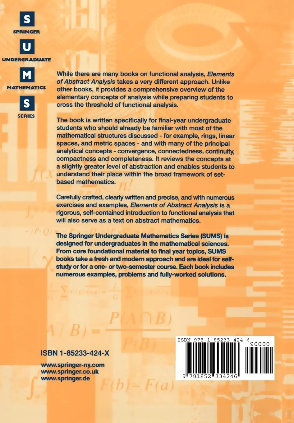 Rückseite: 9781852334246 | Elements of Abstract Analysis | Mícheál O'Searcoid | Taschenbuch | xii