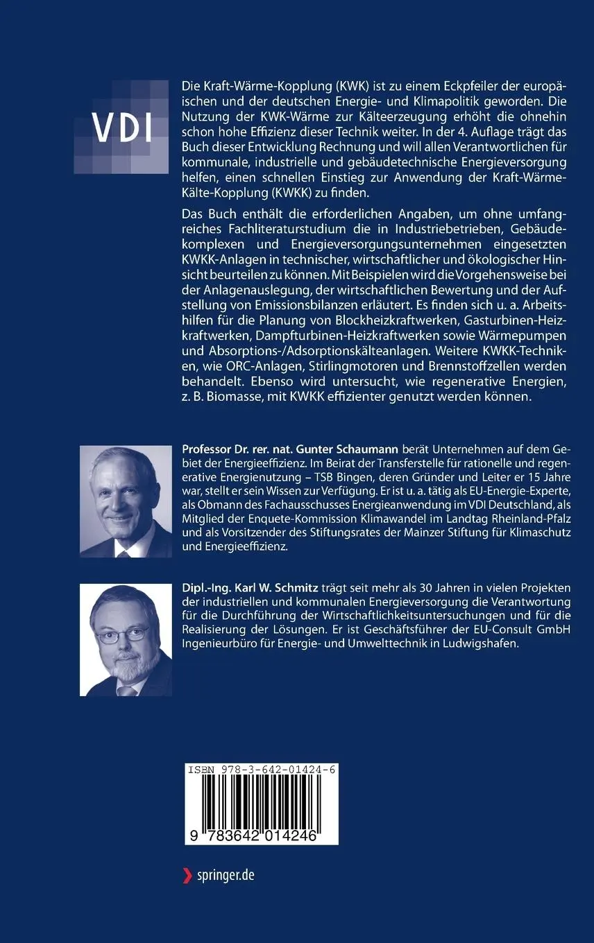 Rückseite: 9783642014246 | Kraft-Wärme-Kopplung | Karl W. Schmitz (u. a.) | Buch | xvi | Deutsch
