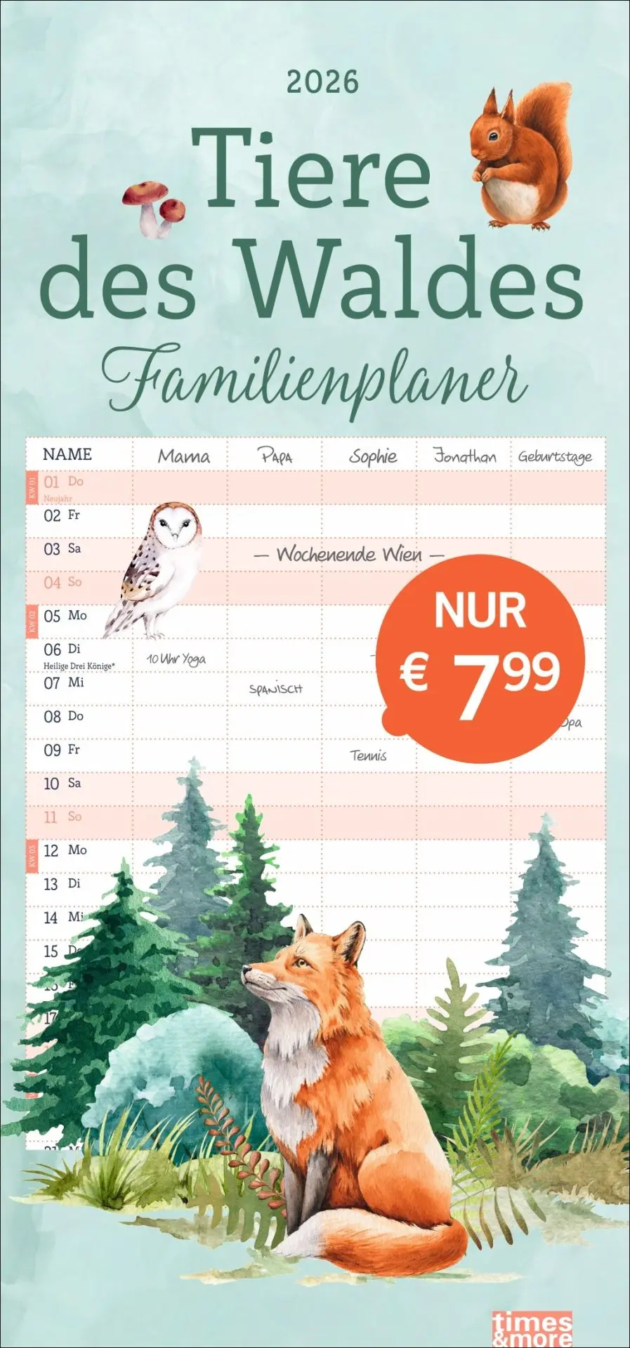 Cover: 9783756414246 | tm Tiere des Waldes Familienplaner 2026 | Kalender | 13 S. | Deutsch